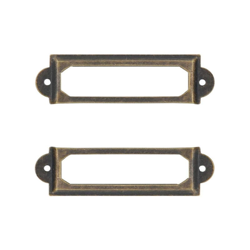 Adiyer 40-Pack Office Library File Drawer Cabinet Card Tag Label Holder Metal Frame (Antique Bronze) - Image 1